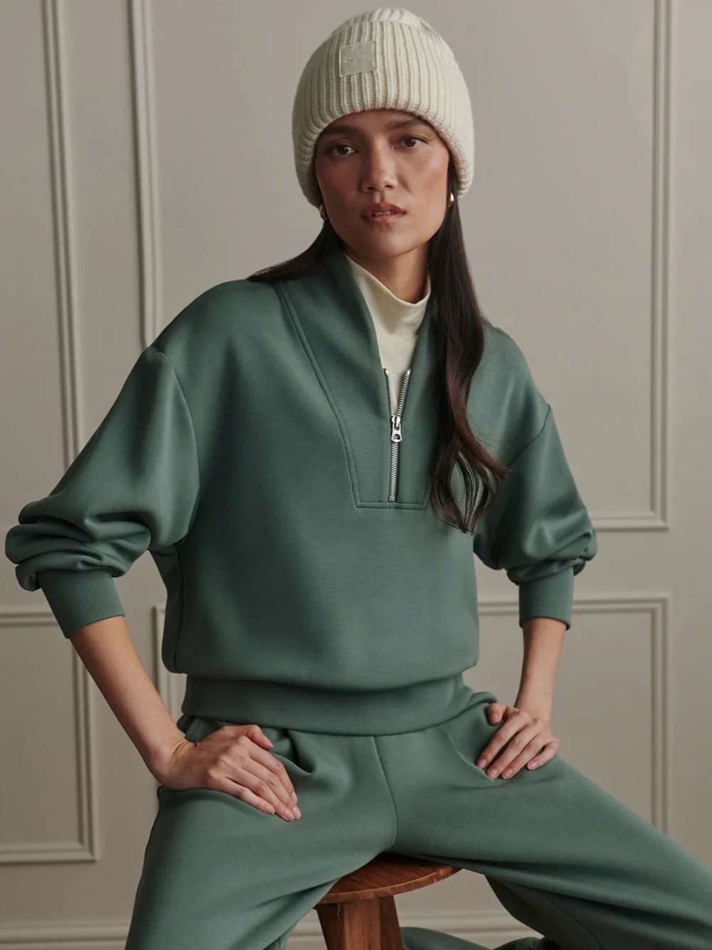 Varley Green DoubleSoft Pullover
